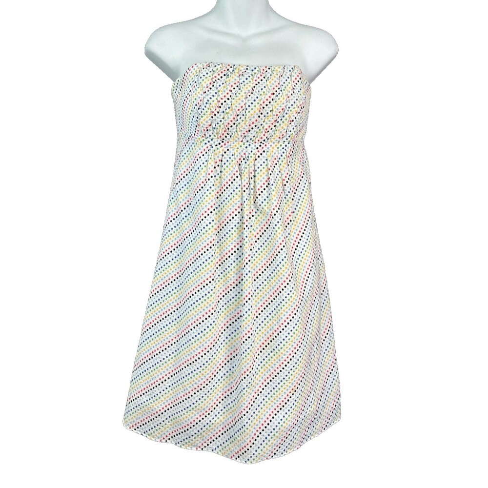 Lilly Pulitzer Gweneth Polka Dot Seersucker Strapless Mini SunDress Sz 0 Rainbow